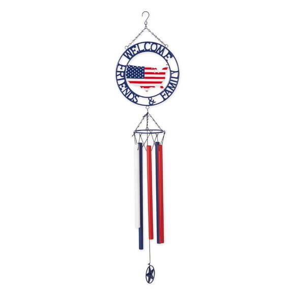 Welcome Friends & Family Patriotic Wind Chimes - Picture 1 of 4